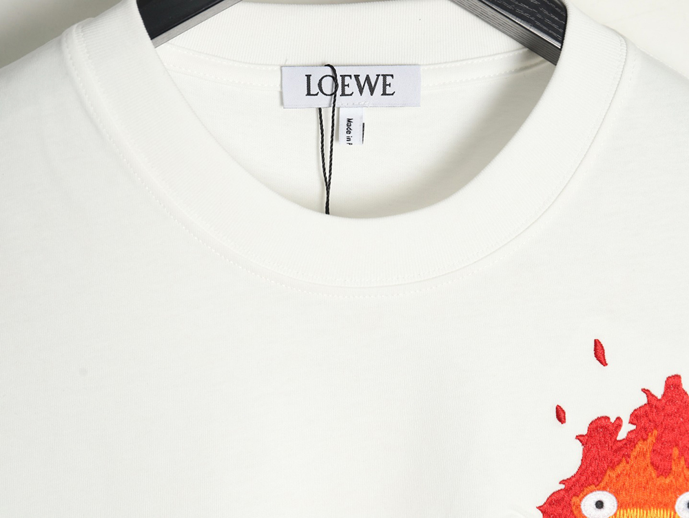 L0ew* & hals moving castle joint pocket flame embroidered short sleeve t-shirt