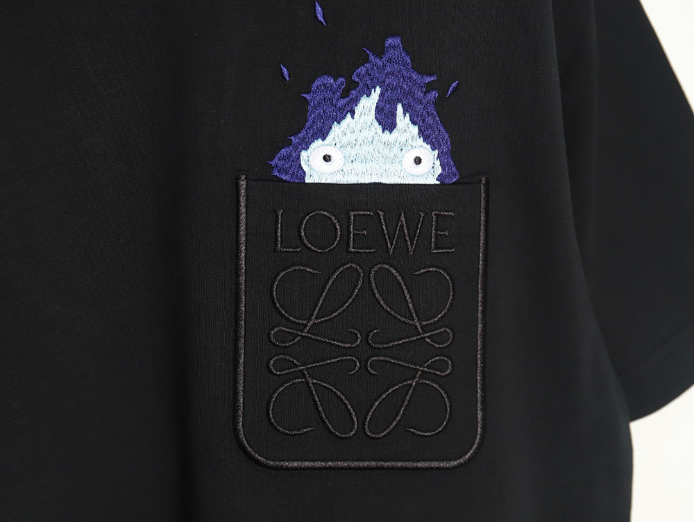 L0ew* & hals moving castle joint pocket flame embroidered short sleeve t-shirt tsk1