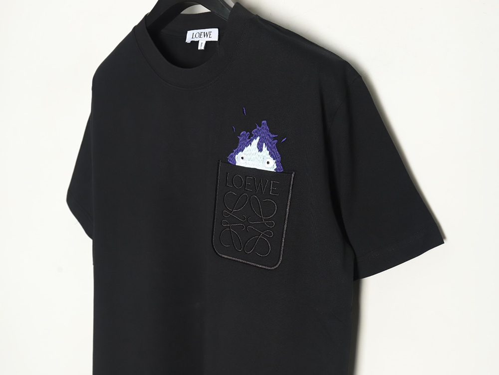 L0ew* & hals moving castle joint pocket flame embroidered short sleeve t-shirt tsk1