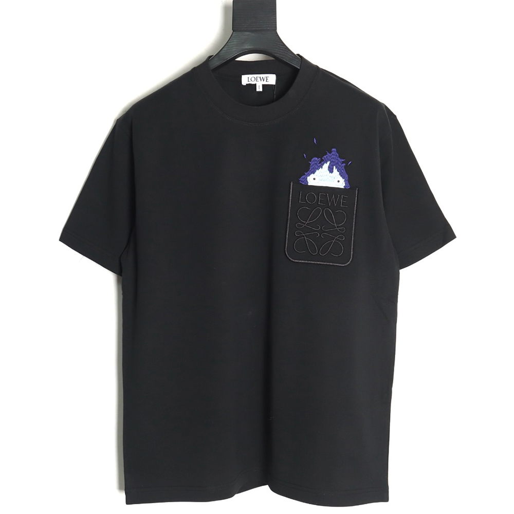 L0ew* & hals moving castle joint pocket flame embroidered short sleeve t-shirt tsk1