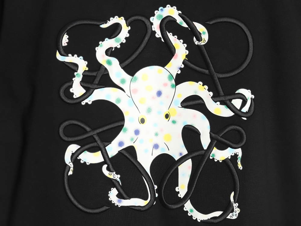 L0ew* octopus print and anagram embroidered short-sleeved t-shirt tsk1