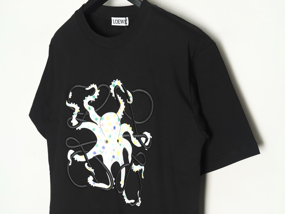 L0ew* octopus print and anagram embroidered short-sleeved t-shirt tsk1