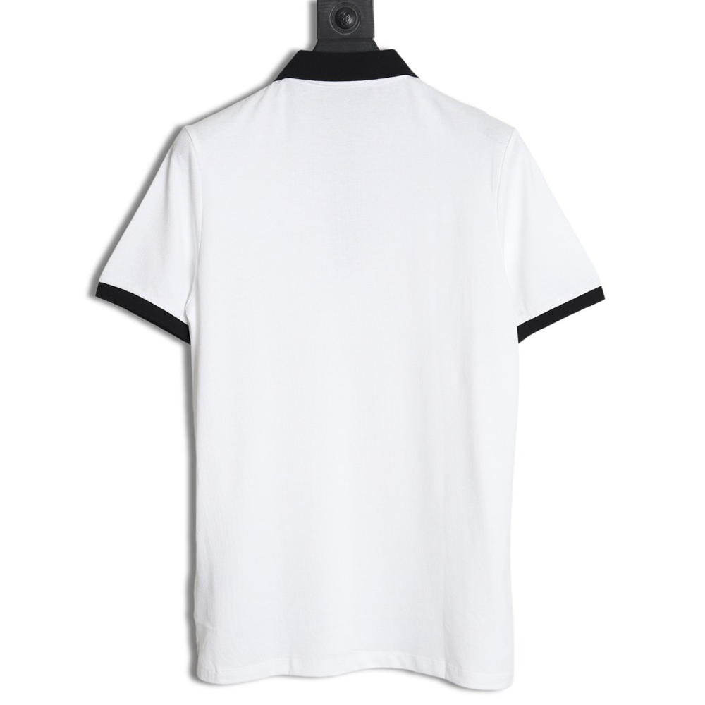 Pra*a color block ribbed collar polo short sleeve