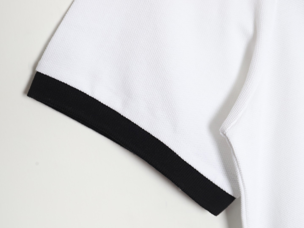 Pra*a color block ribbed collar polo short sleeve