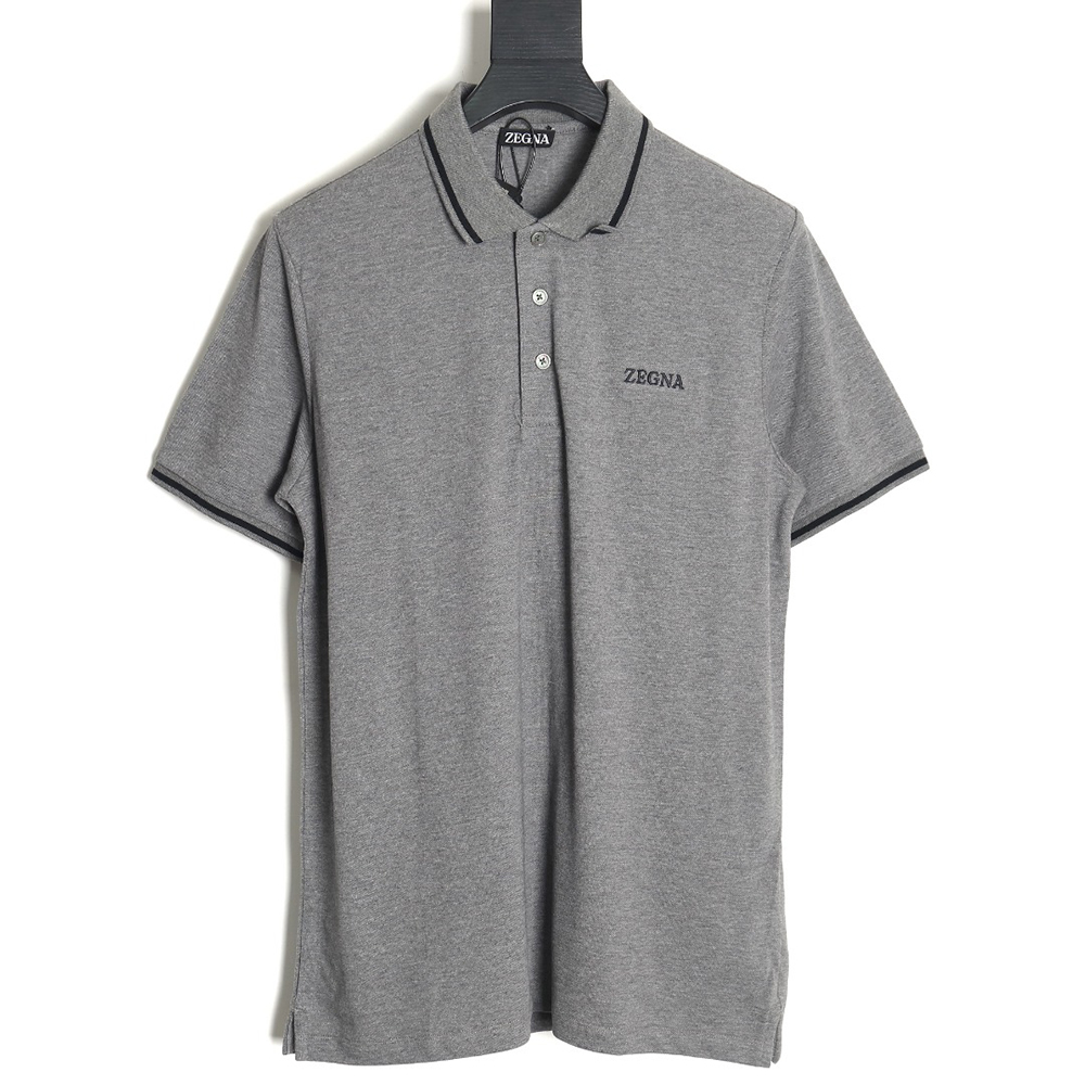 Zegna classic chest letter embroidered polo shirt TSK1