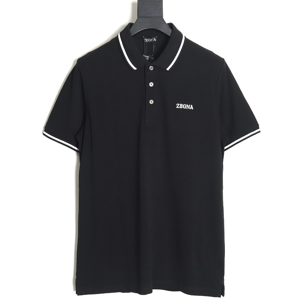 Zegna classic chest letter embroidered polo shirt TSK2