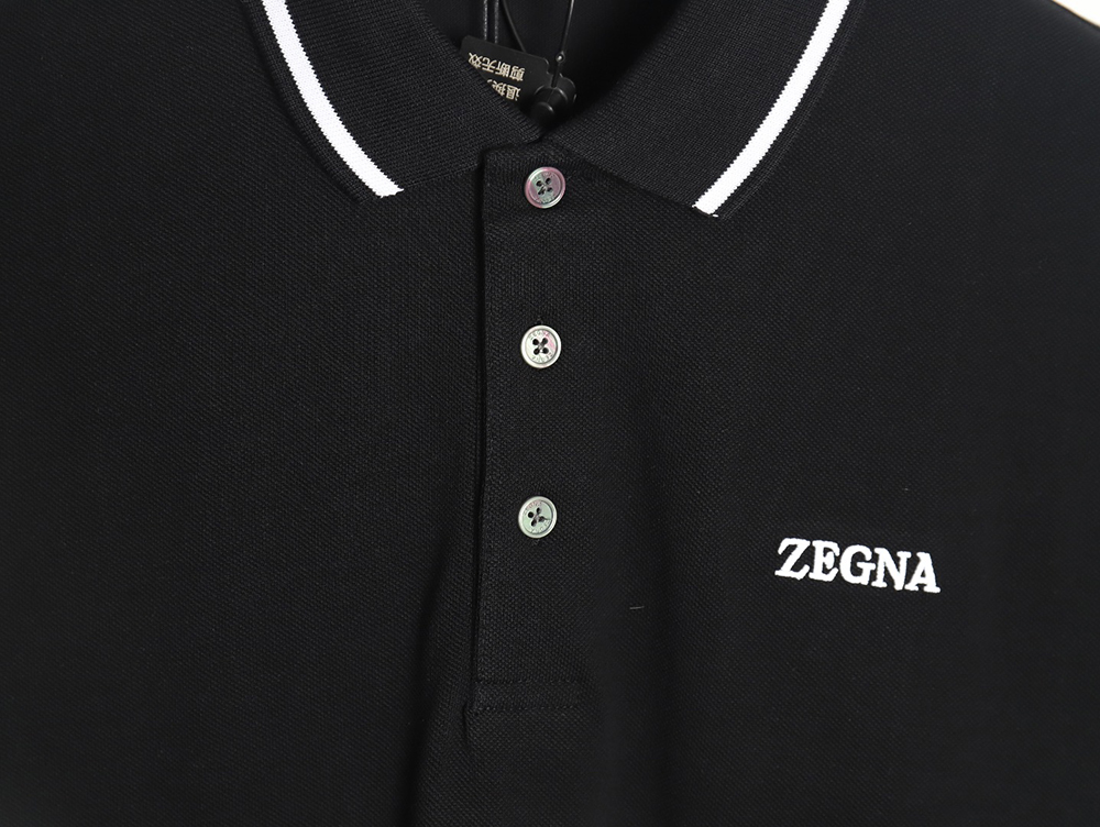 Zegna classic chest letter embroidered polo shirt TSK2