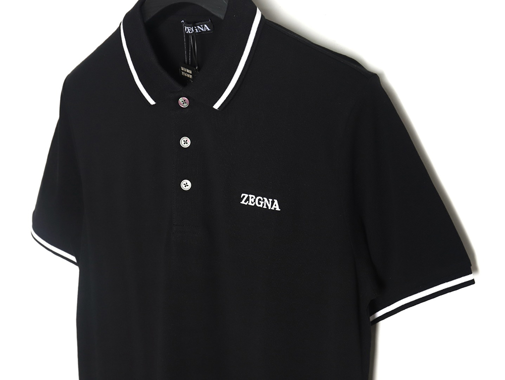 Zegna classic chest letter embroidered polo shirt TSK2