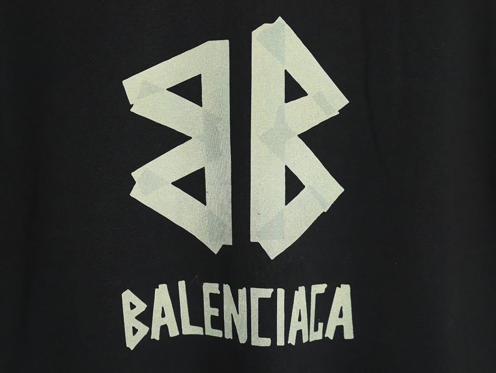 Ba*len*cia*ga yellow tape double b letter short sleeve tsk1