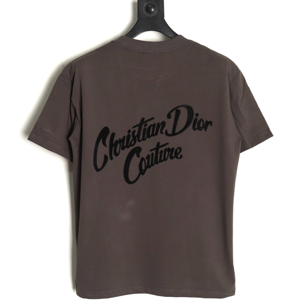 D*or logo pattern embroidered flocked letter t-shirt