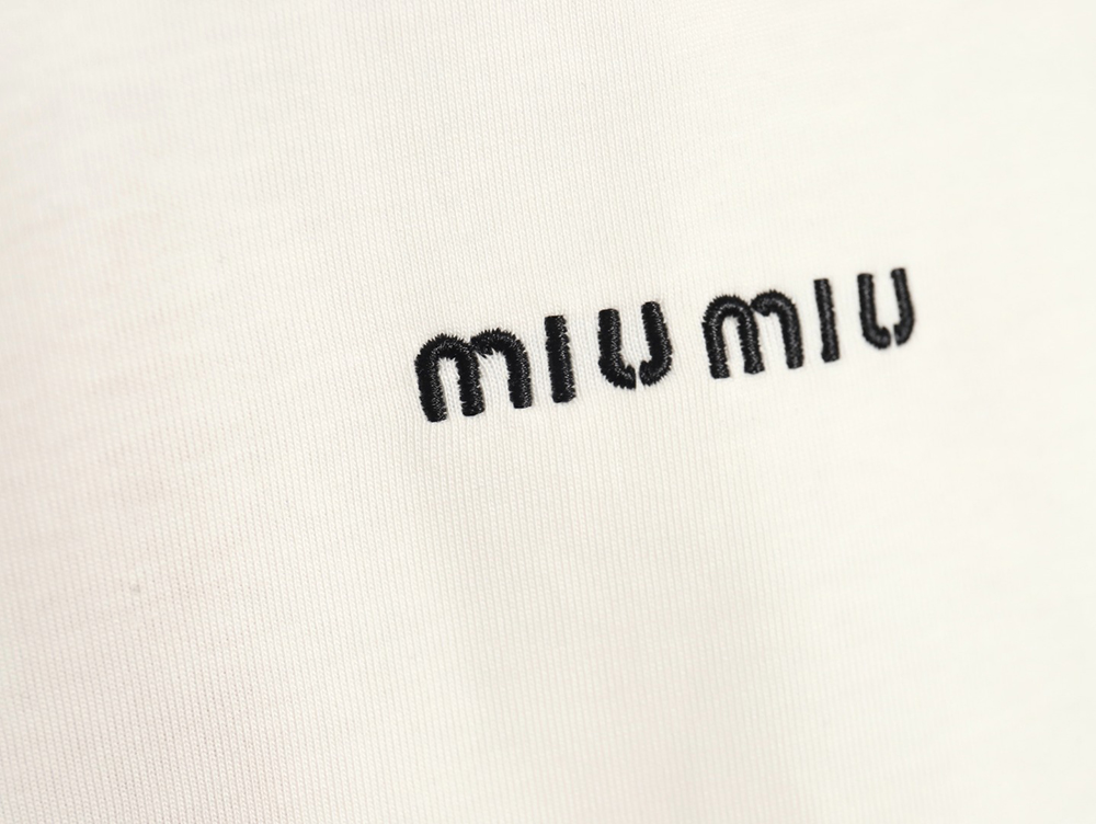 Miu Miu Classic Embroidered Logo Lettering T-Shirt