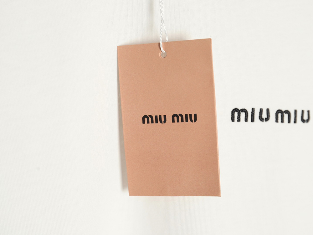 Miu Miu Classic Embroidered Logo Lettering T-Shirt