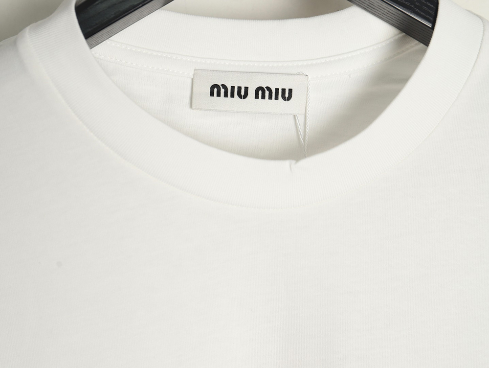 Miu Miu Classic Embroidered Logo Lettering T-Shirt
