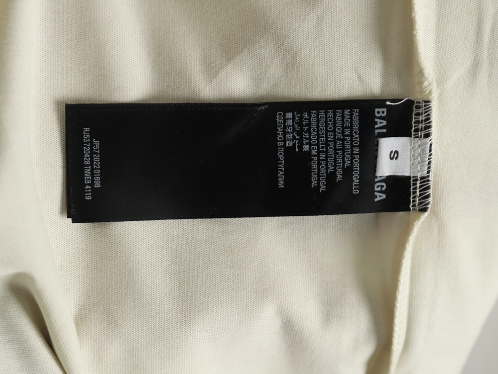 Ba*len*cia*ga letter foam print washed distressed short-sleeved t-shirt