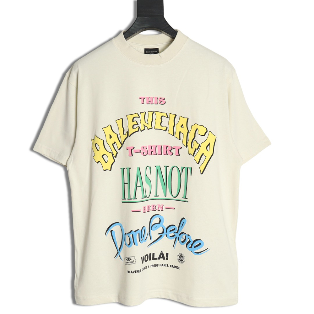 Ba*len*cia*ga letter foam print washed distressed short-sleeved t-shirt