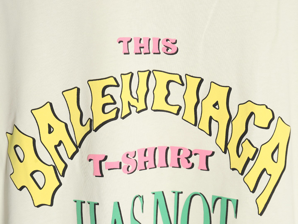 Ba*len*cia*ga letter foam print washed distressed short-sleeved t-shirt