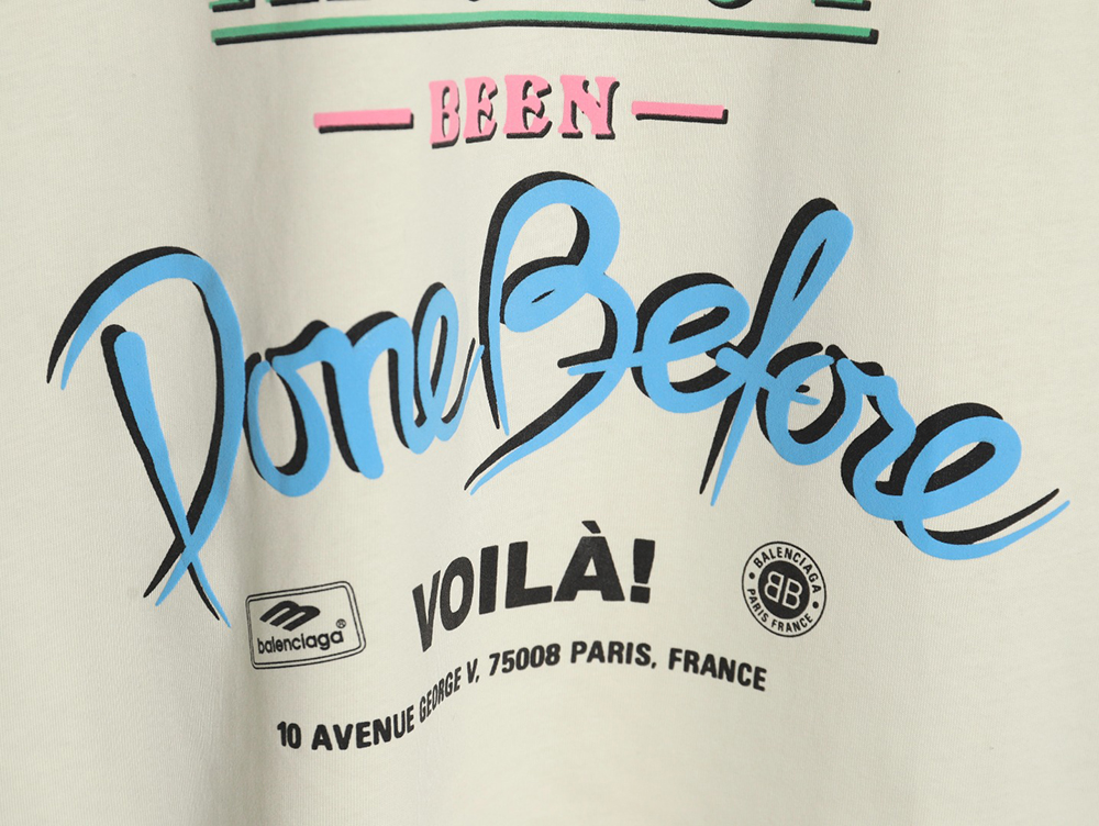 Ba*len*cia*ga letter foam print washed distressed short-sleeved t-shirt