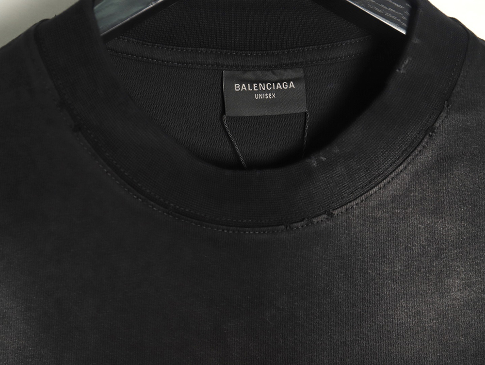 Ba*len*cia*ga letter foam print washed distressed short-sleeved t-shirt tsk2