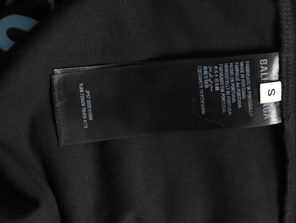 Ba*len*cia*ga letter foam print washed distressed short-sleeved t-shirt tsk2