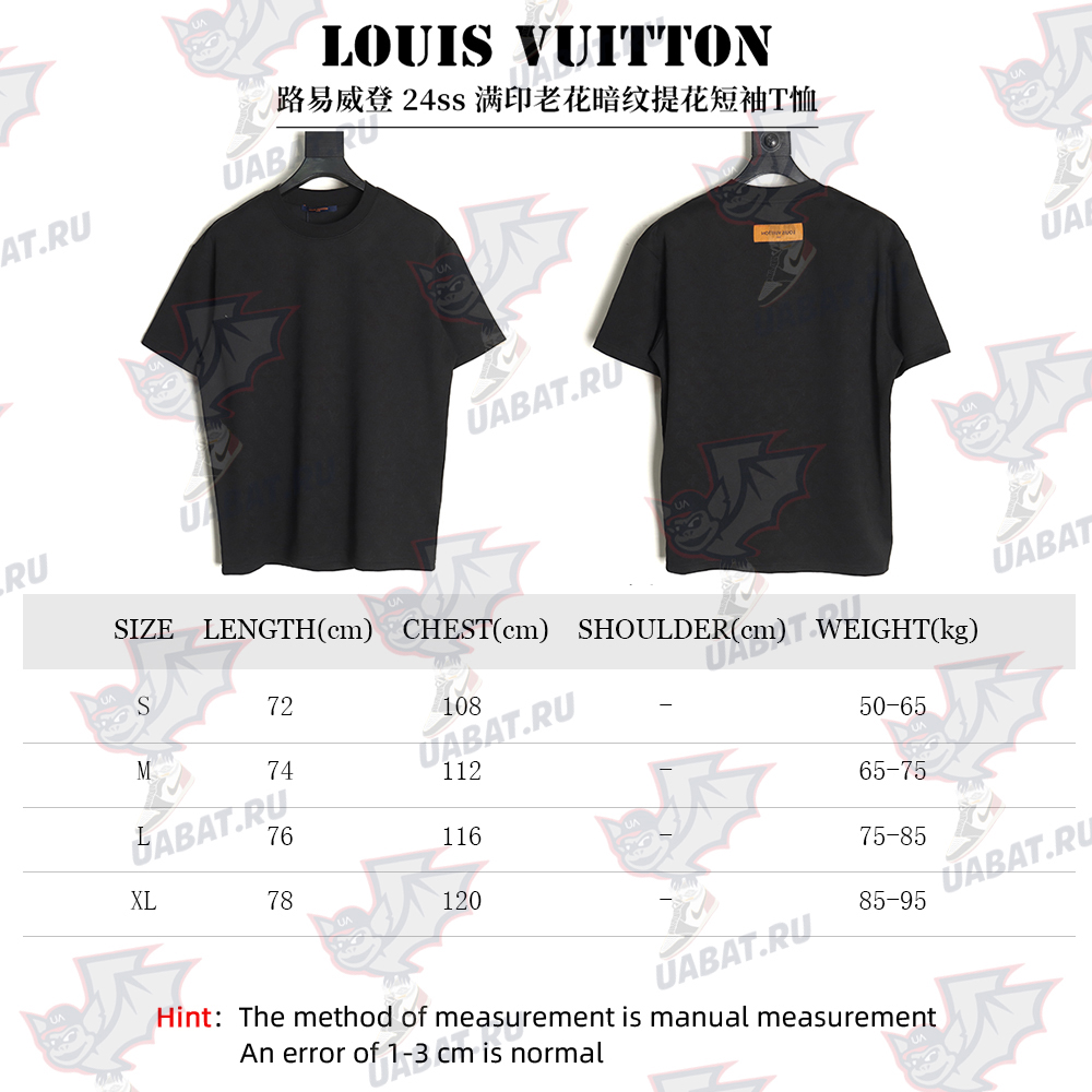 l0*is V*t0n all over printed old flower dark pattern jacquard short-sleeved t-shirt tsk1