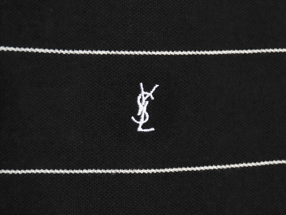 Sa**t Lau*nt y*l logo embroidered striped short sleeve polo shirt