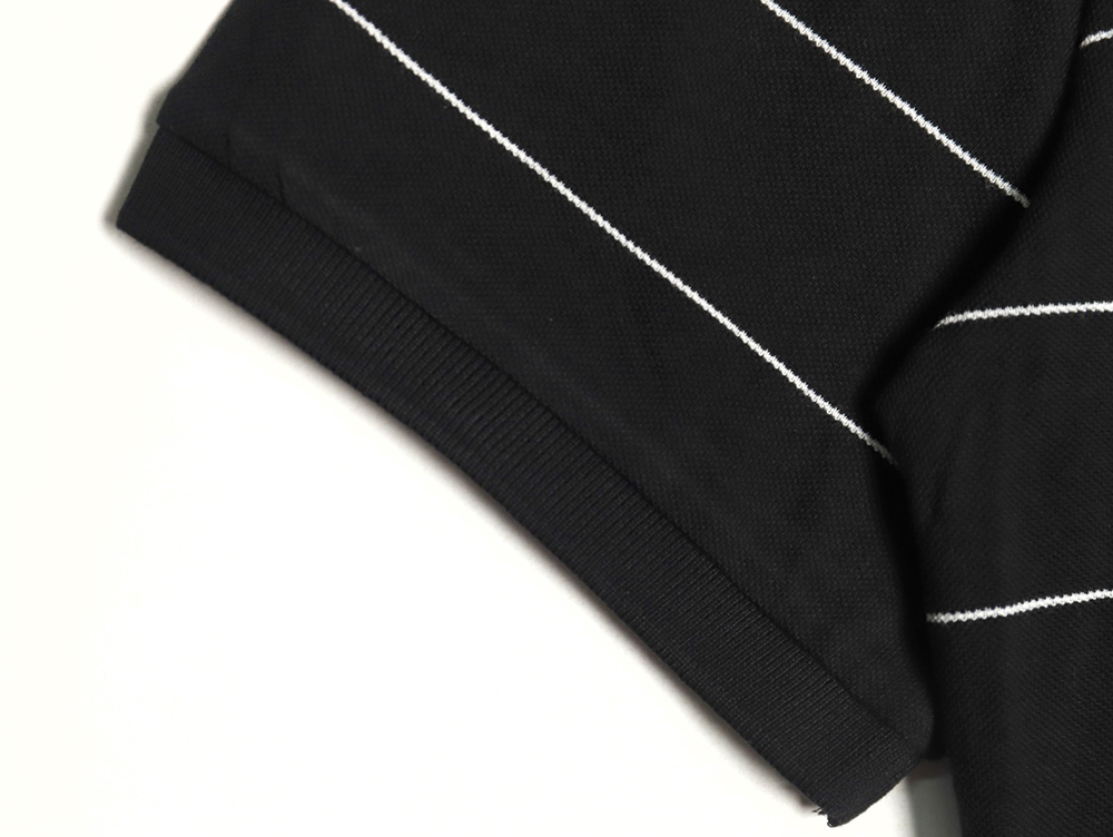 Sa**t Lau*nt y*l logo embroidered striped short sleeve polo shirt