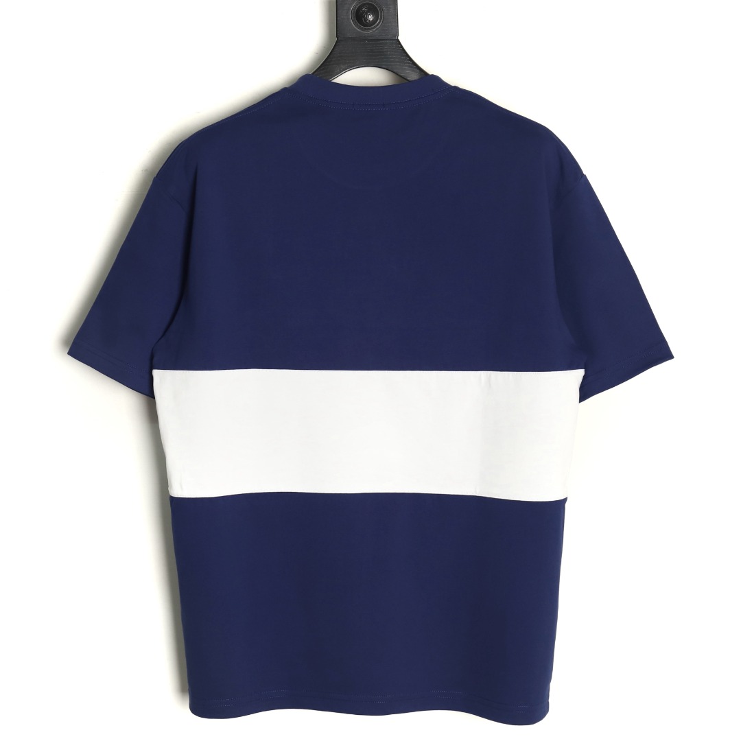 B**rry white horizontal striped war horse print short sleeves