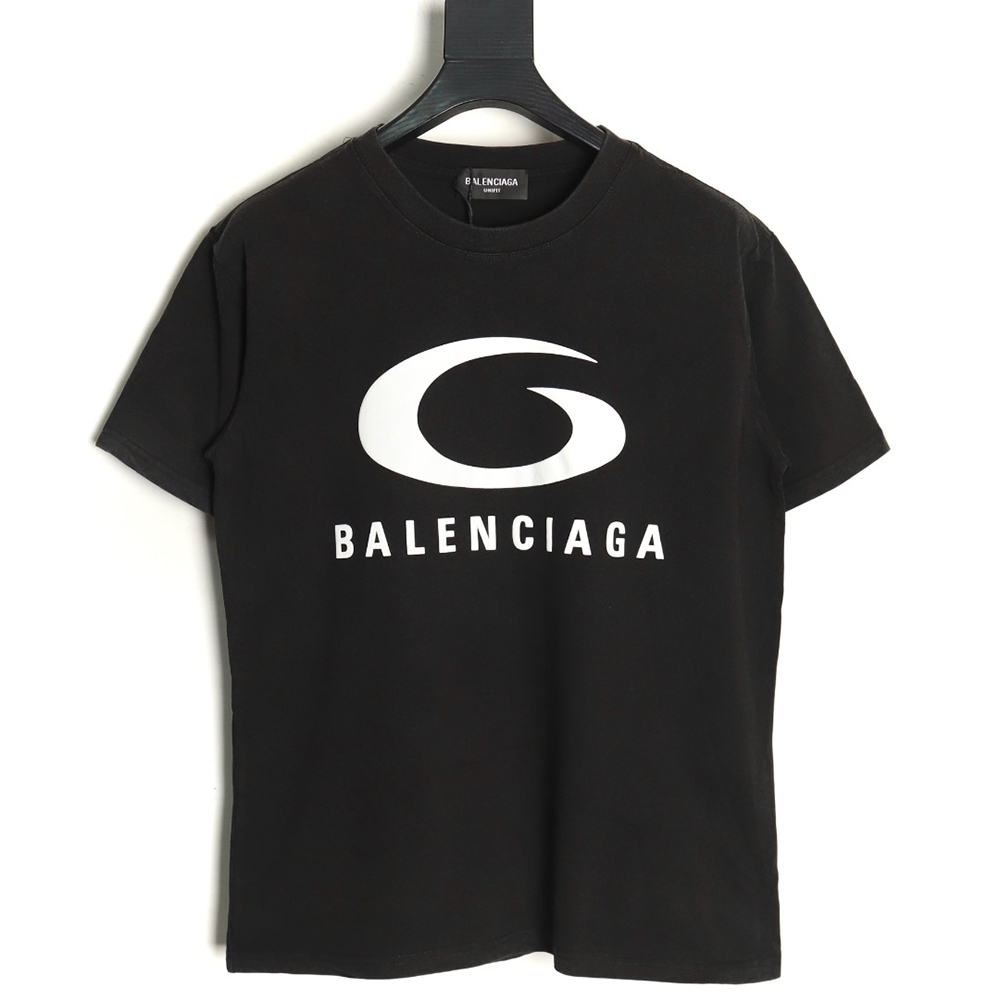 Ba*len*cia*ga white ring logo print short-sleeved t-shirt