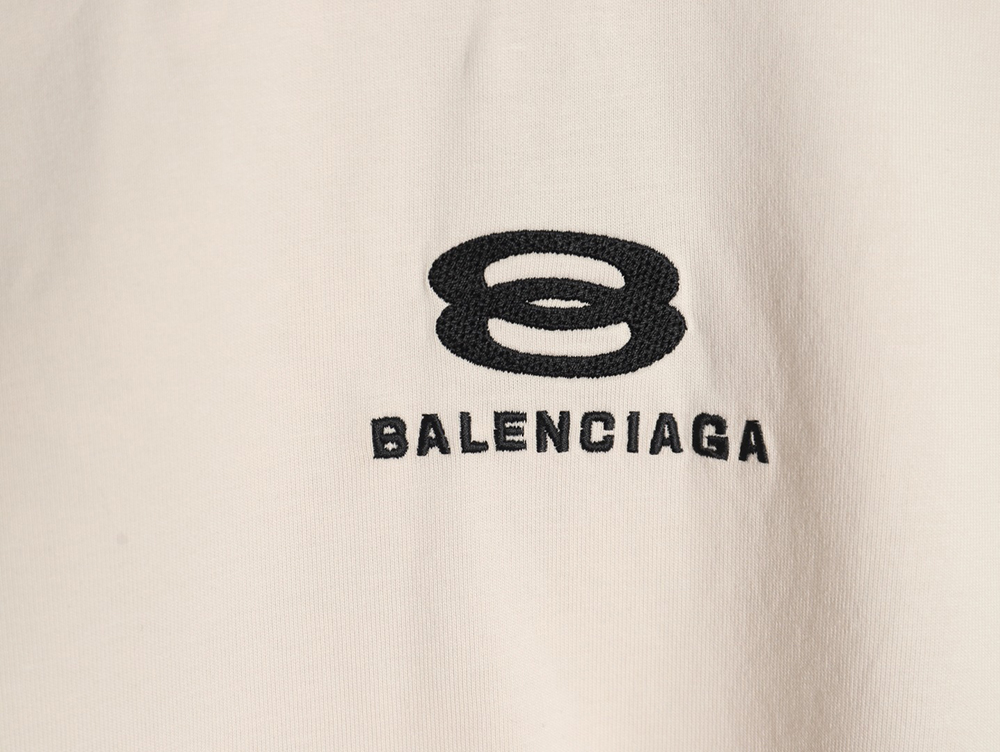 Ba*len*cia*ga double ring logo embroidery destruction short sleeve t-shirt