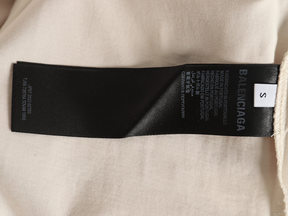 Ba*len*cia*ga double ring logo embroidery destruction short sleeve t-shirt