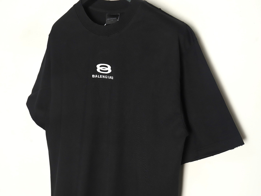 Ba*len*cia*ga double ring logo embroidery destruction short sleeve t-shirt tsk1