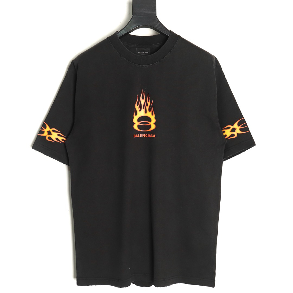 Ba*len*cia*ga flame print short sleeve t-shirt tsk1