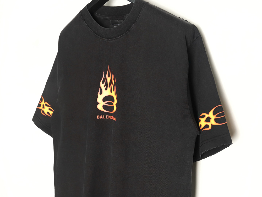 Ba*len*cia*ga flame print short sleeve t-shirt tsk1
