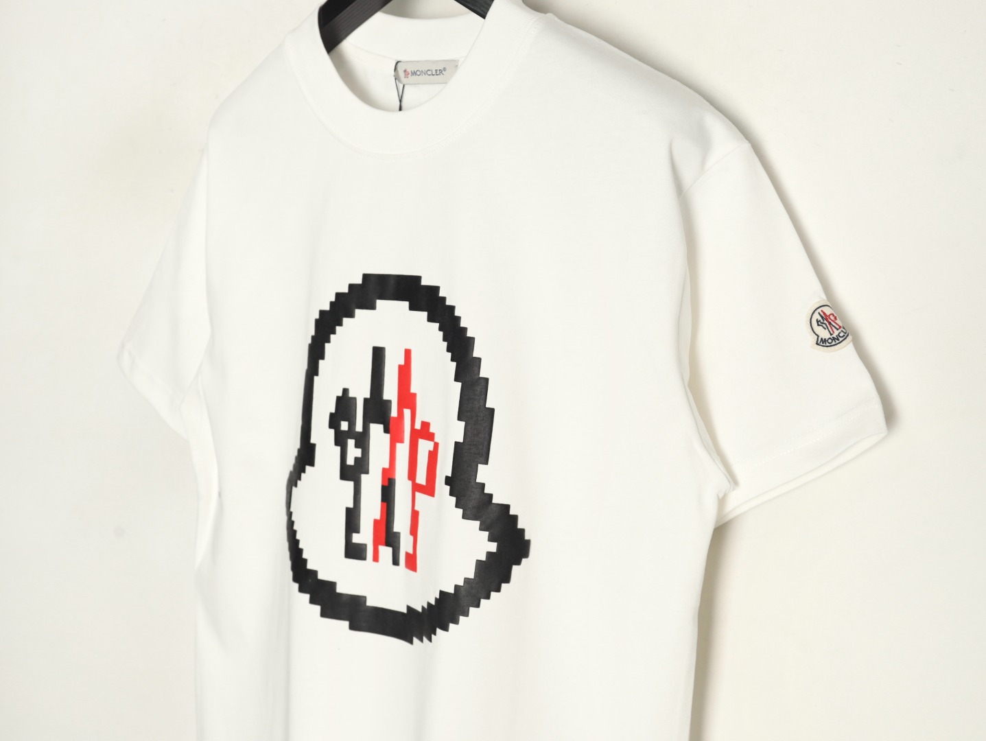 Moncler pixel fuzzy foam logo printed short-sleeved T-shirt