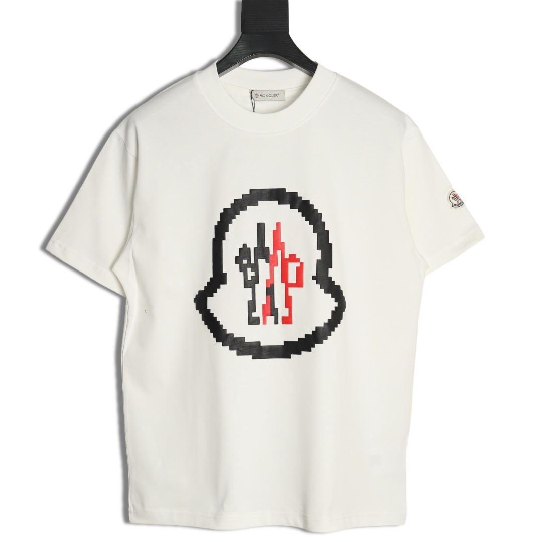 Moncler pixel fuzzy foam logo printed short-sleeved T-shirt