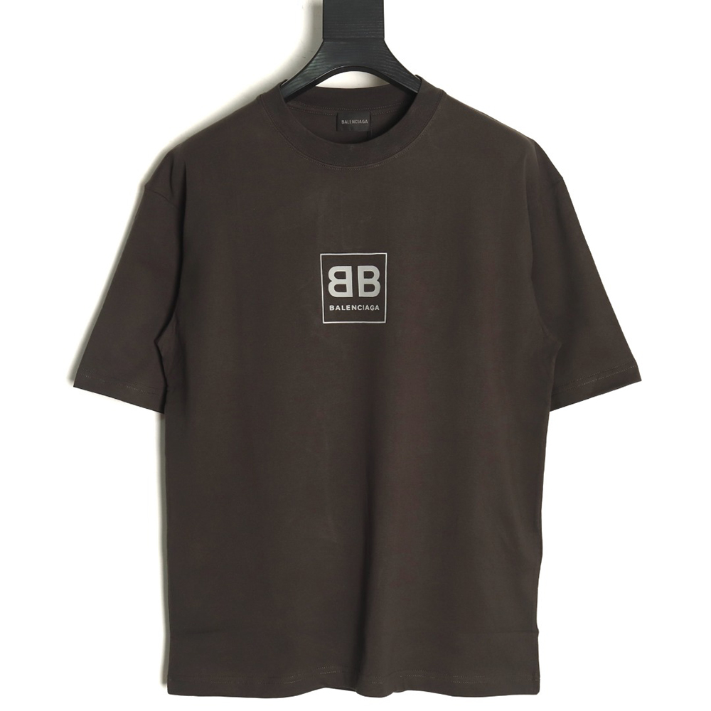 Ba*len*cia*ga square double b lock print short sleeve t-shirt