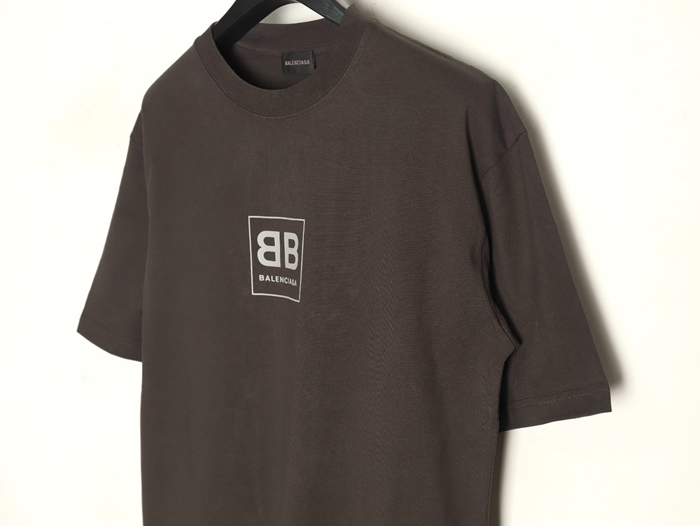 Ba*len*cia*ga square double b lock print short sleeve t-shirt
