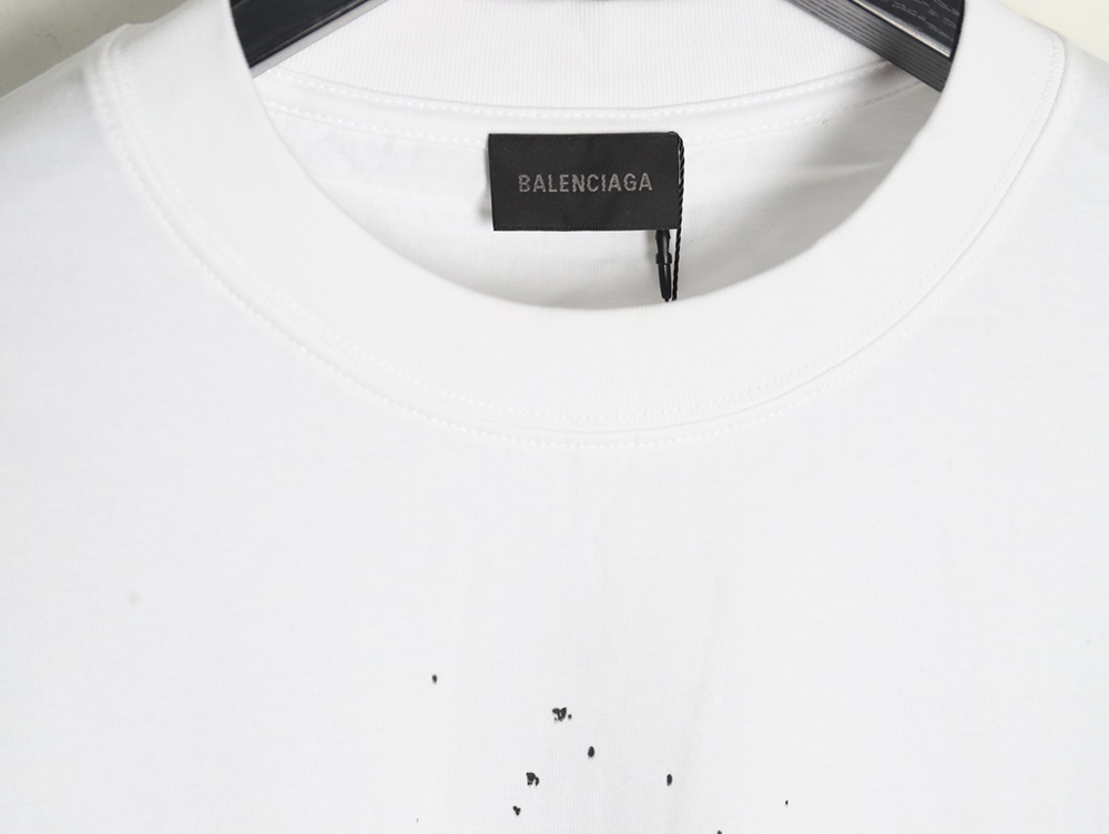 Ba*len*cia*ga mottled letters ink print short sleeve t-shirt