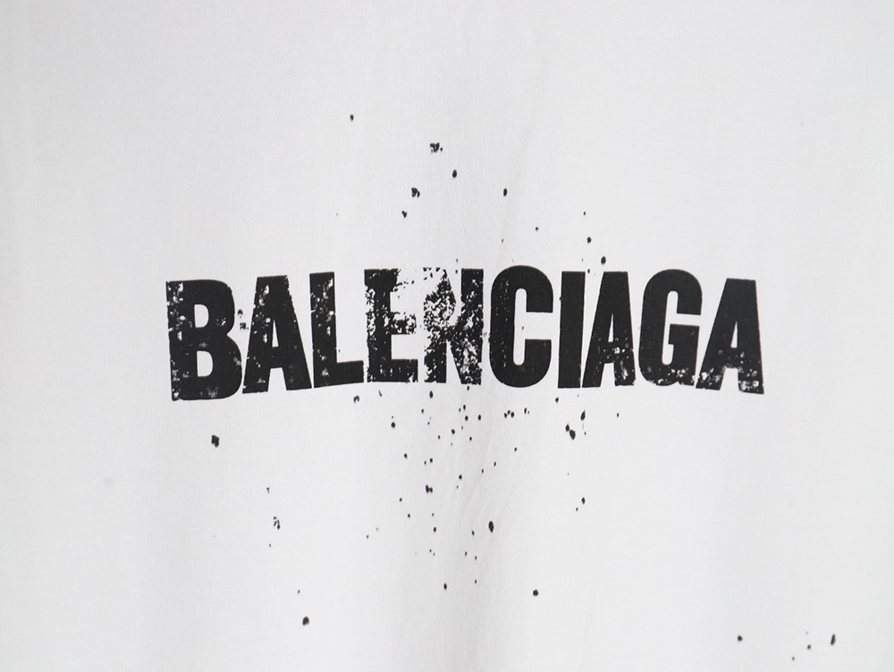 Ba*len*cia*ga mottled letters ink print short sleeve t-shirt