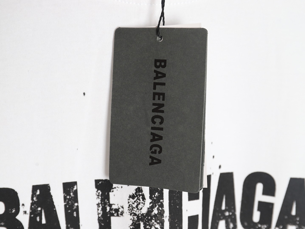 Ba*len*cia*ga mottled letters ink print short sleeve t-shirt