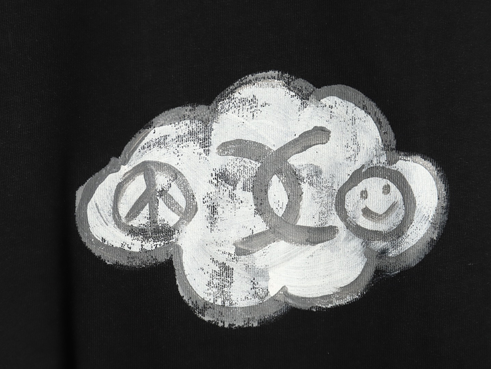 Ch*el hand-painted graffiti letters short sleeve tsk1