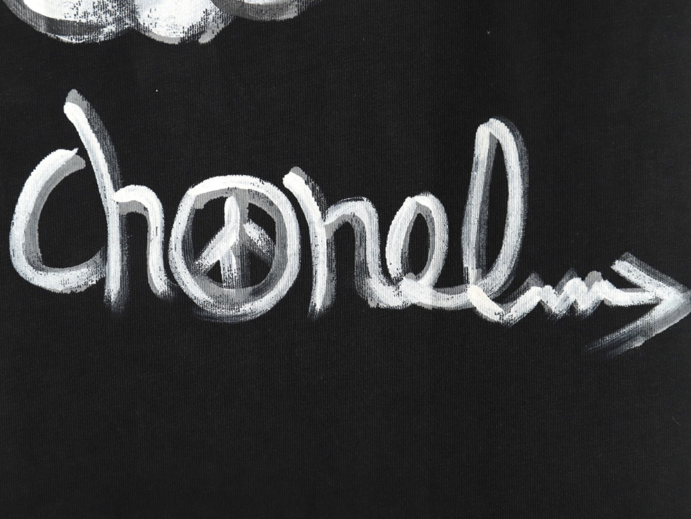 Ch*el hand-painted graffiti letters short sleeve tsk1