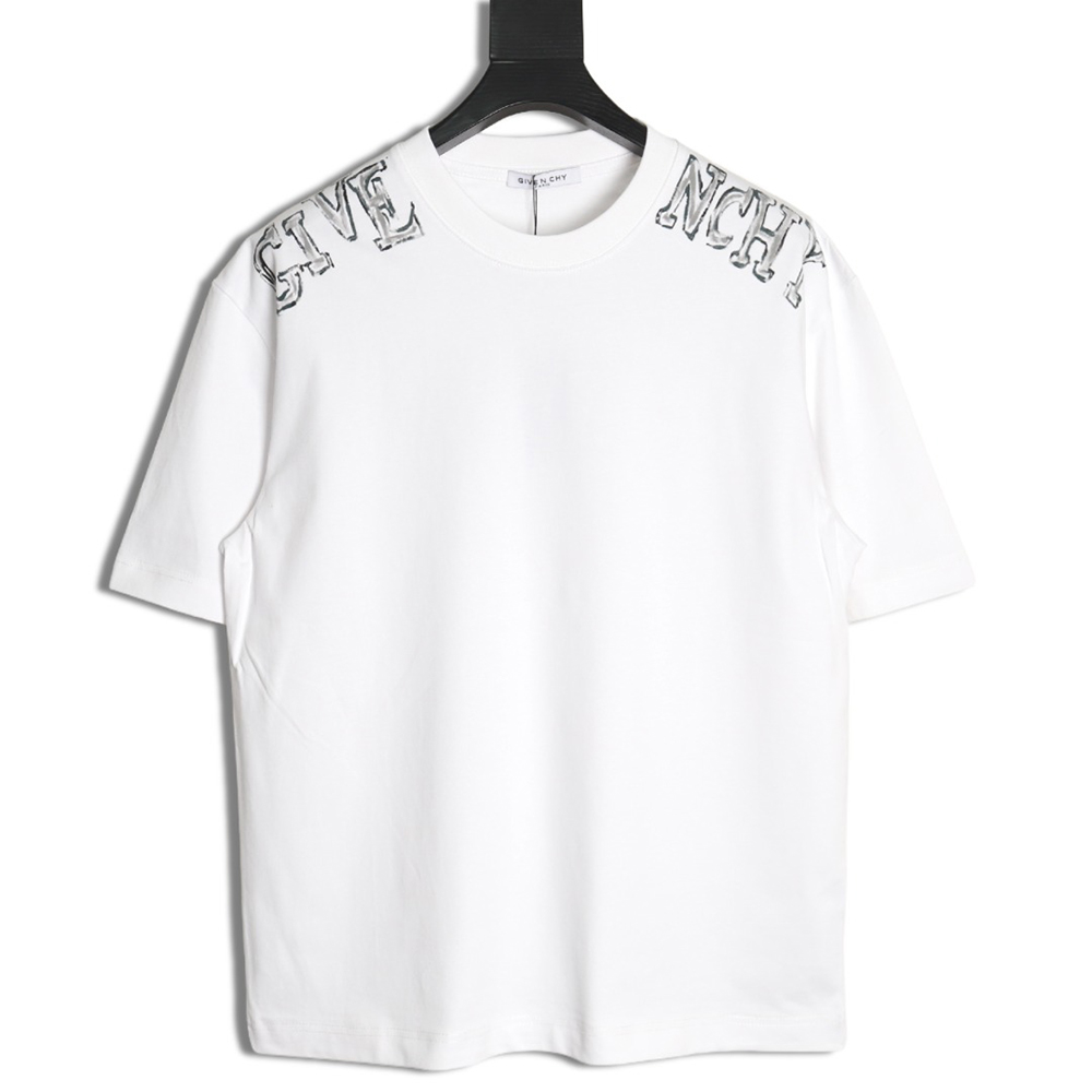 Givenchy shoulder hand-painted letter print short sleeves
