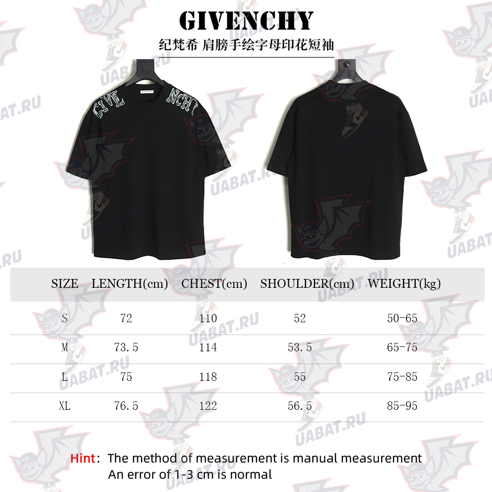 Givenchy shoulder hand-painted letter print short sleeves TSK1