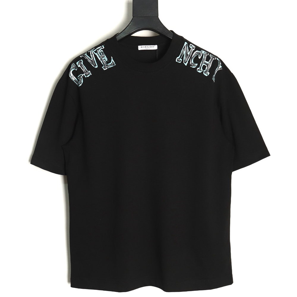 Givenchy shoulder hand-painted letter print short sleeves TSK1