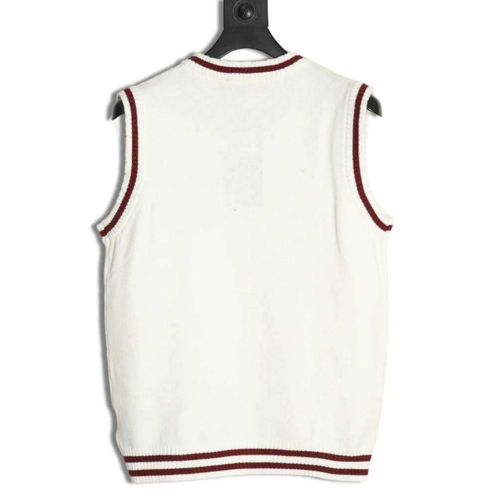 l0*is V*t0n badge contrast lettering embroidered knitted vest