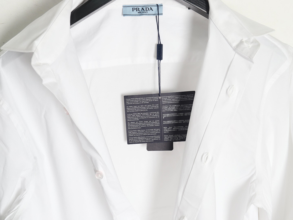 Pra*a embroidered lettering poplin long sleeve shirt