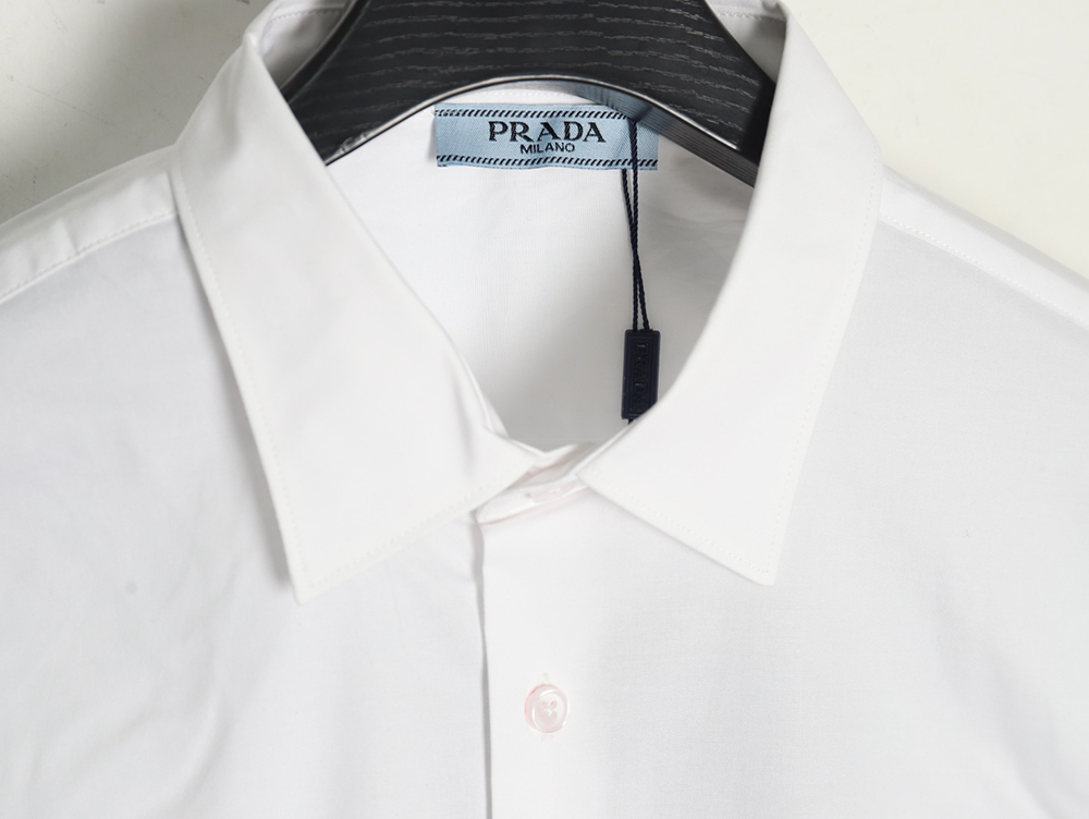 Pra*a embroidered lettering poplin long sleeve shirt