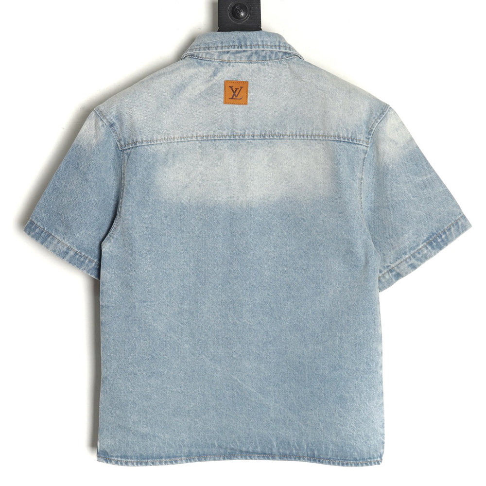 l0*is V*t0n embroidered pocket denim short sleeve shirt jacket