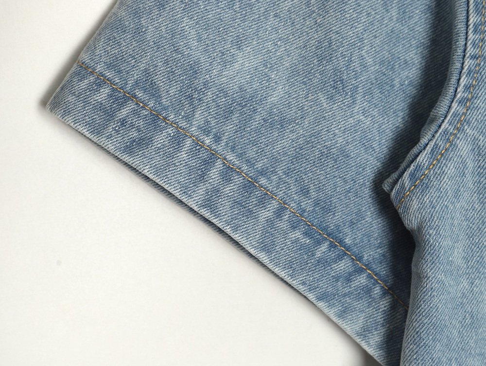 l0*is V*t0n embroidered pocket denim short sleeve shirt jacket